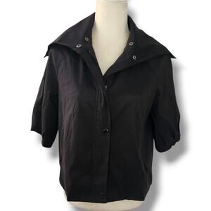 Samuel Dong Windbreaker Jacket Collared Women's S Artsy Blazer Black Full Zip